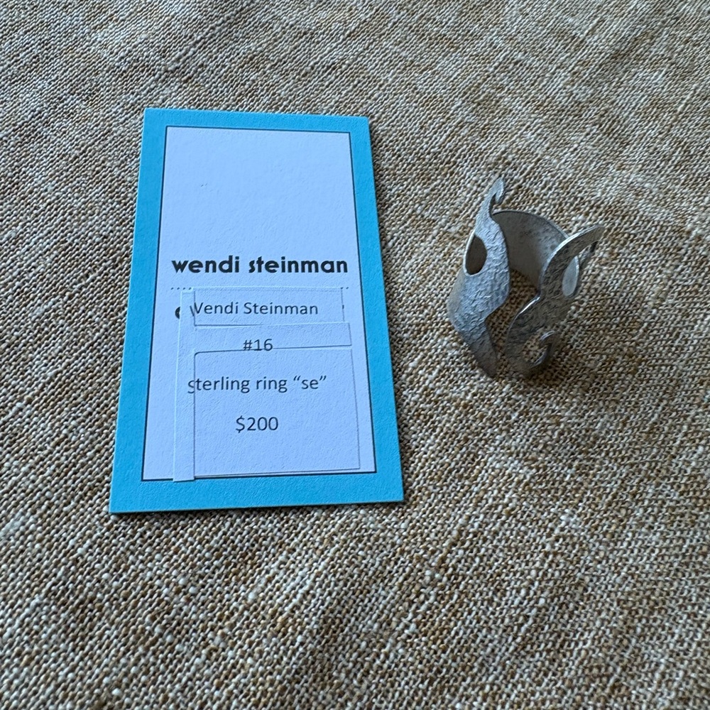 Silver Abstract se ring , sterling adjustable - Picture 6 of 8